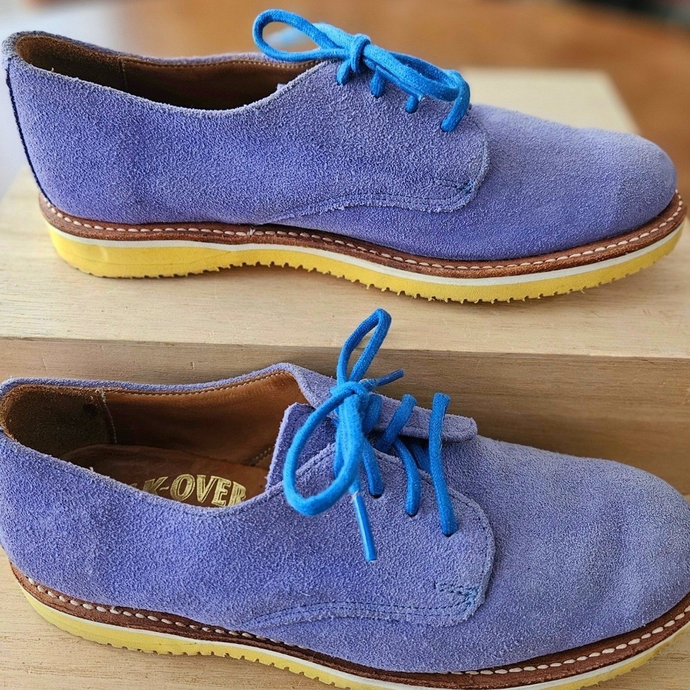 Vintage Walk-Over Lavender Suede Derby Lace up Shoes Yellow Sole‎ Women's 6 USA